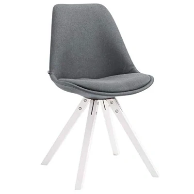 Abbildung von CLP Retro Stuhl Toulouse Square Mit Stoffbezug Und Hochwertigem Sitzpolster I Lehnstuhl Stabilem Holzgestell Sitzhöhe 48 cm, Farbe:dunkelgrau, Gestell Farbe:weiß