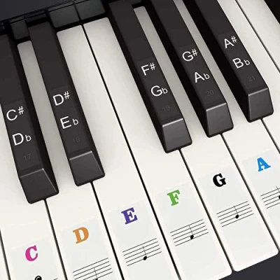 Abbildung von byou Klavier Aufkleber,Keyboard Aufkleber Transparent und Abnehmbar PVC Keyboard Noten für 37 49 54 61 88