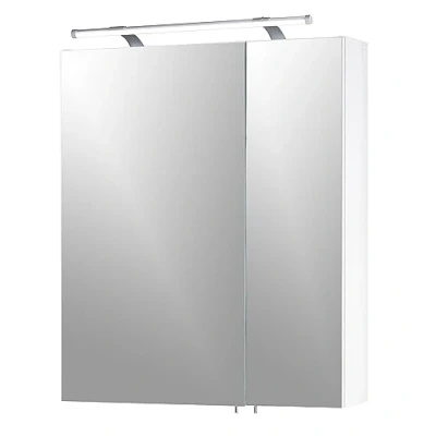 Abbildung von Schildmeyer Spiegelschrank &quot;Dorina, mit höhenverstellbaren Glasböden&quot;, Breite 60 cm, 2 türig, LED Beleuchtung, Schalter /Steckdosenbox