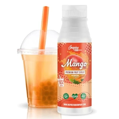 Abbildung von INSPIRE FOOD Echter Fruchtsirup für Bubble Tea Mischung 300ml Mango Tea, Boba Slushes &amp; Ice Blended 100% vegetarisch, glutenfrei, ohne künstliche Farbstoffe