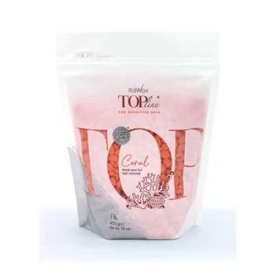 Abbildung von Italwax Top Line Coral 450g Waxing Perlen für Haarentfernung Duftlos Synthetische Formulierung ideal empfindliche Haut Empfohlen Bikinizone und Achseln