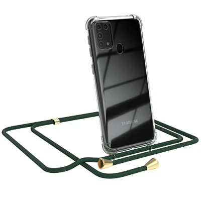 Abbildung von EAZY CASE Handykette kompatibel mit Samsung Galaxy M31 Handyhülle Umhängeband, Handykordel Schutzhülle, Silikonhülle, Hülle Band, Stylische Kette für Smartphone, Grün