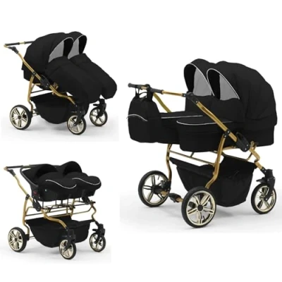 Abbildung von BabyMerc Zwillingswagen Twin Star 5 in 1 inkl. Sportsitze, Autositze und Isos 16 Farben