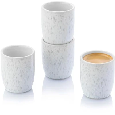 Abbildung von SÄNGER Espresso Tassen Set Santorini 4 tlg, &amp; Mokkatassen Personen, Espressotassen Steingut, Set, Cup Cremefarben mit Flieder Blauem Farbverlauf 80 ml PREMIUM COLLECTION