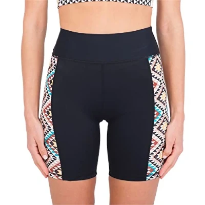 Abbildung von Hurley Damen Mosaic Geo Long Line Surf Short Bikini Bottoms, Schwarz, Mehrfarbig, S