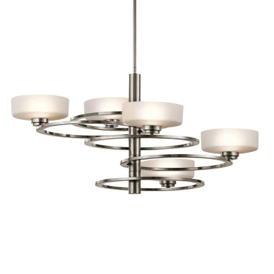 Abbildung von Kichler KL ALEEKA5B Kronleuchter Aleeka 4xG9 Aluminium, Glas weiss H:43,8 Ø:86,4 3000K höhenverstellbar