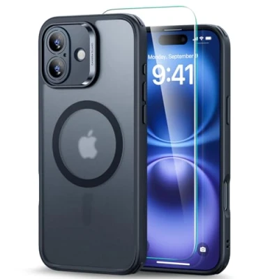 Abbildung von ESR für iPhone 16 Plus Hülle (4 in 1) Set, Transparente Matte mit Displayschutzfolie, Kompatibel MagSafe, Militärnorm Schutz, Classic Serie, Mattschwarz