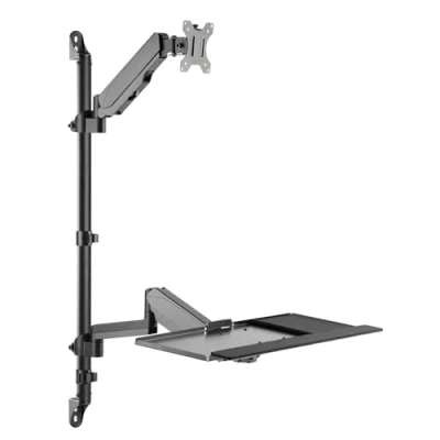 Abbildung von my wall Tastatur &amp; Monitor Wandhalterung HL64L höhenverstellbarer Stehschreibtisch, seitlich drehbar, neigbar, Hoch Querformat