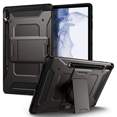 Abbildung von Spigen Tough Armor Pro Entwickelt für Samsung Galaxy Tab S8 Plus (2022) / S7 Hülle mit Stifthalter (2020) Gunmetal