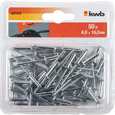 Abbildung von kwb 407476, Rohrförmige Niete, Aluminium, Edelstahl, Zink, 4 mm, 16 mm