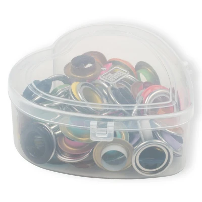 Abbildung von Prym 542622 Ösen mit Scheiben, bunt, in Herzbox, 14 mm, kompatibel dem Vario Creative Tool