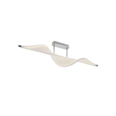 Abbildung von Lucande Deckenleuchten Edano, dimmbar, LED Leuchtmittel fest verbaut, warmweiß, Modern, Aluminium, Textil, weiß, chrom, 1 flammig, inkl.