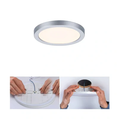 Abbildung von Paulmann 93033 LED Panel Einbauleuchte Areo VariFit IP44 Warmweiß 118mm rund incl. 1x6,5 Watt Chrom matt Deckenlampe Kunststoff 3000 K