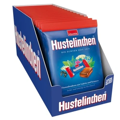 Abbildung von Villosa Hustelinchen Vorrats Pack wohltuende Kräuter Bonbons mit Lakritz, Lutsch 21 Kräutern, mild würziges Aroma, im Pack, 15 x 150 g