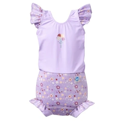 Abbildung von Splash About Happy Nappy Badeanzug mit Rüschen, Lilac Spring, 2 3 Jahre