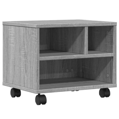 Abbildung von vidaXL Druckerständer mit Rollen, Druckertisch Stauraum, Druckerwagen für Büro Arbeitszimmer, Druckerhalter, Grau Sonoma Holzwerkstoff