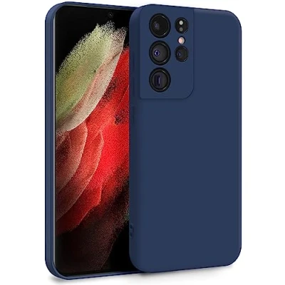Abbildung von MyGadget Hülle für Samsung Galaxy S21 Ultra Zweilagige Handyhülle mit Kameraschutz Cover Innenfutter &amp; Silikon außen Dunkelblau