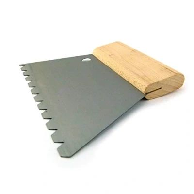 Abbildung von Schwan Kleberspachtel, Stahl, 180 mm, gezahnt/ungezahnt, Buchenholzgriff, TBK zertifiziert, für Bodenbelag, Parkett und Fliesen