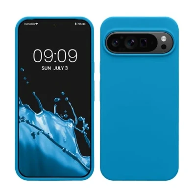 Abbildung von kwmobile Hülle kompatibel mit Google Pixel 9 Pro XL Silikon Handy Case Handyhülle weiche Oberfläche kabelloses Laden Karibikblau