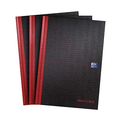 Abbildung von Oxford Black n&#039; Red Notizbuch, A4, fester Einband, Hardcover 3er Pack A4