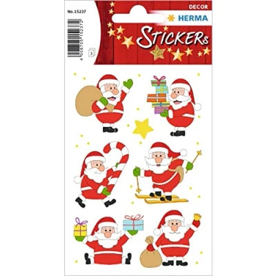 Abbildung von HERMA 15237 Aufkleber Nikolaus klein groß, 21 Stück, Weihnachten Sticker mit Weihnachtsmann Santa Claus Motiv, Kinder Etiketten für Weihnachtsdeko Geschenke Adventskalender Winter Deko Briefe Basteln