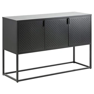 Abbildung von AC Design Furniture Nino Anrichte mit 3 Türen, B: 120 x H: 80 T: 40 cm, Schwarz, Metall, 1 Stk