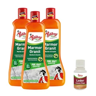 Abbildung von POLIBOY Marmor Granit Pflege Imprägnierendes Pflegemittel für Naturstein Glanzpolitur Mit Schutzwirkung 3x 500 ml Produktprobe Made in Germany
