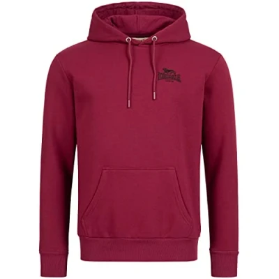 Abbildung von Lonsdale Herren Kapuzenpullover Talmine, Farbe:Oxblood/Black, Größe:M
