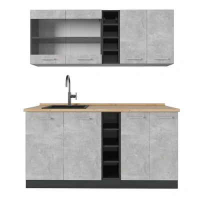 Abbildung von Vicco Singleküche R Line, Beton/Anthrazit, 160 cm ohne Arbeitsplatte