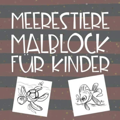 Abbildung von Meerestiere Malblock für Kinder: Malbuch mit Tieren aus dem Meer Zeichenheft Jungen und Mädchen als Geschenk