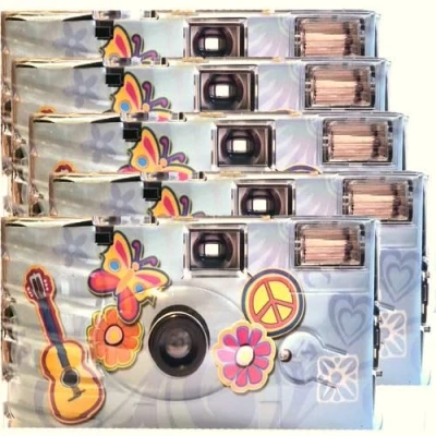 Abbildung von 5X 1A PHOTO PORST Einwegkamera Edition Flower Power, Blumen und Schmetterling, mit Blitz, Batterien Film (5er Pack, je 27 Aufnahmen)