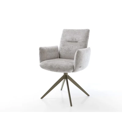 Abbildung von Drehstuhl Jova Flex mit Armlehnen Chenille Silbergrau Kreuzgestell breit Effektfinish Titan 360 drehbar Wippfunktion Taschenfederkern