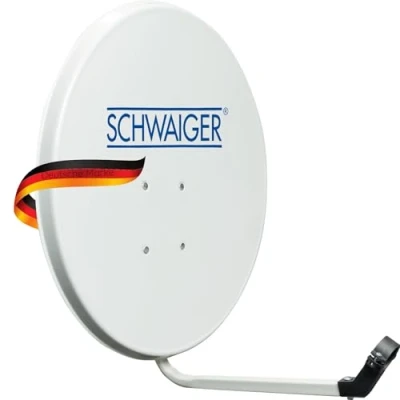 Abbildung von SCHWAIGER 128 Satellitenschüssel SAT Antenne Satelliten Anlage Offset LNB Tragarm Masthalterung Schüssel Stahl 55 x 62 cm hellgrau
