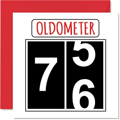Abbildung von Lustige Karten zum 76. Geburtstag für Männer und Frauen Oldometer Glückwunschkarte Vater Mutter Urgroßvater Opa Kindermädchen Oma 145mm Grußkarten Karte