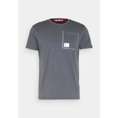 Abbildung von Alpha Industries Label Pocket Tshirt print, Herren, Größe: XL, Grey black