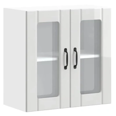 Abbildung von vidaXL Küchen Hängeschrank mit Glastür Hochglanz Weiß Holzwerkstoff, Wandschrank Küche, Wandschrank, Oberschrank, Küchenschrank,