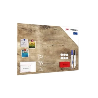 Abbildung von ALLboards Metallische Magnettafel HOLZ BAUMSTAMM BAUMKERN 90x60cm MetalBoards Memoboard für jede Art von Magneten Magnetpinnwand + 2 Marker, 6 Magnete, Schwamm