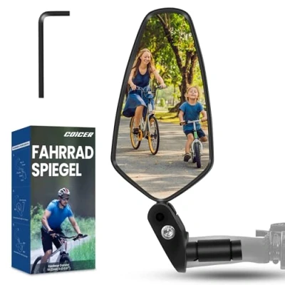 Abbildung von COICER Fahrradspiegel extra große Spiegelfläche schlagfestes Echtglas für Lenker ebike Rückspiegel Fahrrad Spiegel e bike, klappbar (Links und rechts universell einsetzbar)