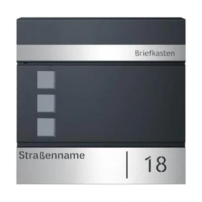 Abbildung von SONGMICS Briefkasten personalisiert, mit Namensschild, Hausnummernschild, Postkasten, Zeitungsfach, Sichtfenster, Schloss, modern, einfache Montage, anthrazit silbern GMB081G01