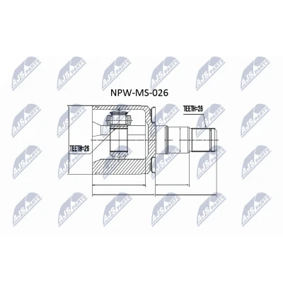 Abbildung von NTY NPW MS 026 Gelenksatz Vorderachse links, getriebeseitig MITSUBISHI: PAJERO 2