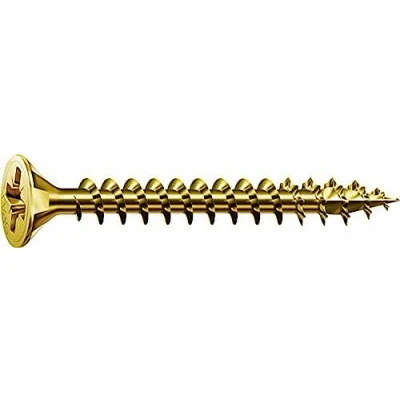 Abbildung von SPAX Universalschraube, 4,0 x 70 mm, 500 Stück, Kreuzschlitz Z2, Senkkopf, Vollgewinde, 4CUT, YELLOX A2L, gelb verzinkt, 1081020400705