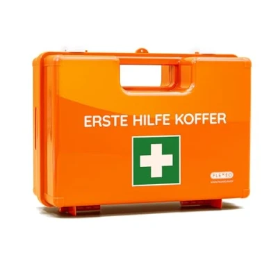 Abbildung von FLEXEO Erste Hilfe Koffer leer mit Wandhalterung, (1 St), großer Verbandkasten, orange