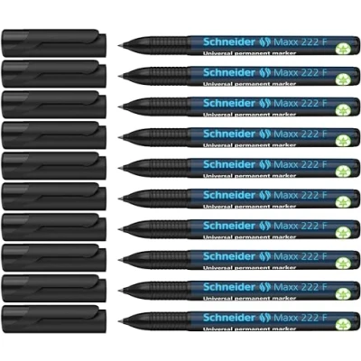 Abbildung von Schneider Maxx 222 F Universal Marker (permanent, Cap Off Ink, nachfüllbar, 0,7 mm) 10er Packung schwarz