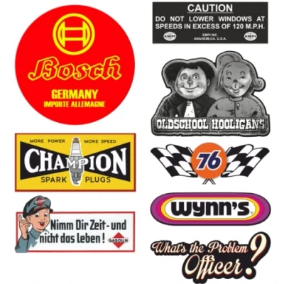 Abbildung von cut it folientechnik &amp; design MG626 / 8X Oldtimer USA Aufkleber 9cm Vintage Sticker Set Kult V8 Youngtimer Muscle Car Auto Dekor Racing Retro Oldschool Big Block