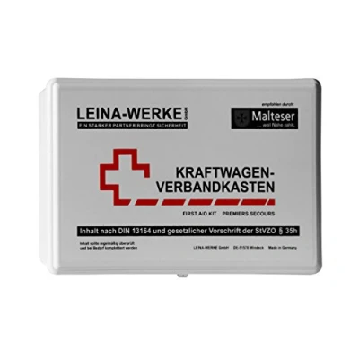 Abbildung von Leina Werke 10008 KFZ Verbandkasten Standard, Weiß/Schwarz/Rot
