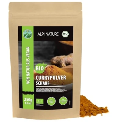 Abbildung von BIO Curry Pulver scharf 250g von Alpi Nature, Premium Qualität indische Gewürzmischung, bio, Gewürze zum Kochen und Zubereiten Hähnchen Curry, Sauce Paste