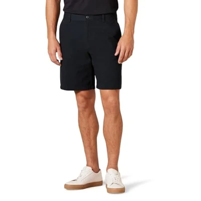 Abbildung von Amazon Essentials Herren 23 cm Lange Chinohose aus Komfort Stretch mit klassischer Passform, Schwarz, 36W