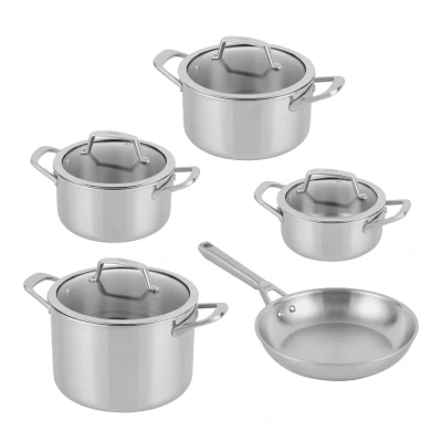Abbildung von NINJA Topf Set &quot;Ninja EverClad 5 teiliges aus Edelstahl C95000DE&quot;, Edelstahl, (Set, tlg., je 1 Kochtopf Ø 16, 18, 20, 24 cm, Bratpfanne), Entwickelt für den Einsatz unter schwierigsten Kochbedingungen