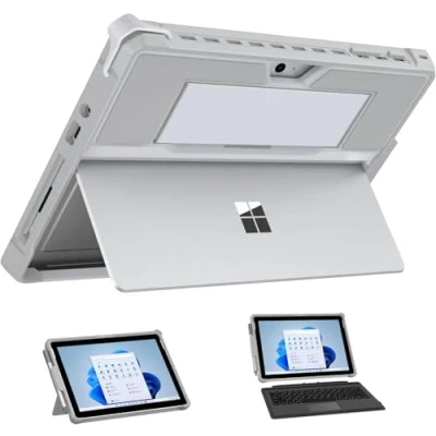 Abbildung von MoKo Hülle Kompatibel mit Surface Go 3 (2021)/ 2 2020 / 2018, All In One Schutzhülle Stifthalter &amp; Handschband Typ Cover Tastatur, Silber