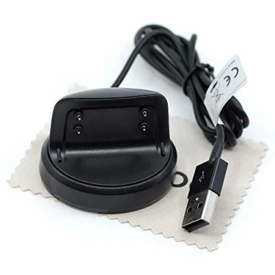 Abbildung von Ladekabel kompatibel für Samsung Galaxy Gear Fit2, Fit 2 Pro USB Ladegerät Lade Kabel OTB mit mungoo Displayputztuch